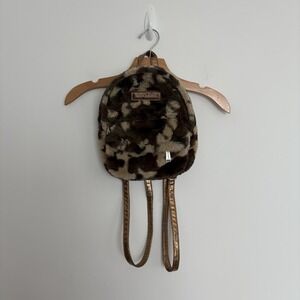 Sketchers Juniors Womens Camo Faux Fur Mini Backpack Y2K Army Fatigue Bronze
